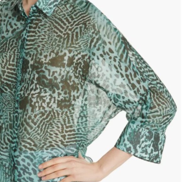 BNWOT Max Mara Prati Print Cotton & Silk Shirt - Size 14 US - Picture 5 of 12